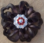 Black Lotus Leather Flowers - 1" Crystal Conchos - Options