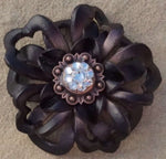 Black Lotus Leather Flowers - 1" Crystal Conchos - Options