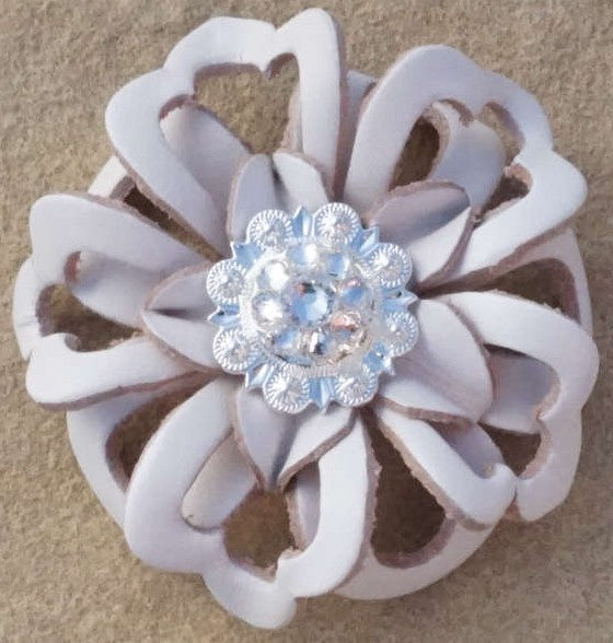 White Lotus Leather Flowers - 1" Crystal Conchos - Options