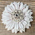 White Daisy Leather Flowers - 1" Crystal Conchos - Options