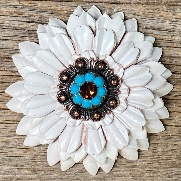 White Daisy Leather Flowers - 1