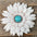 Hand Painted Leather Flowers - Daisies - Round Turquoise Cabochons