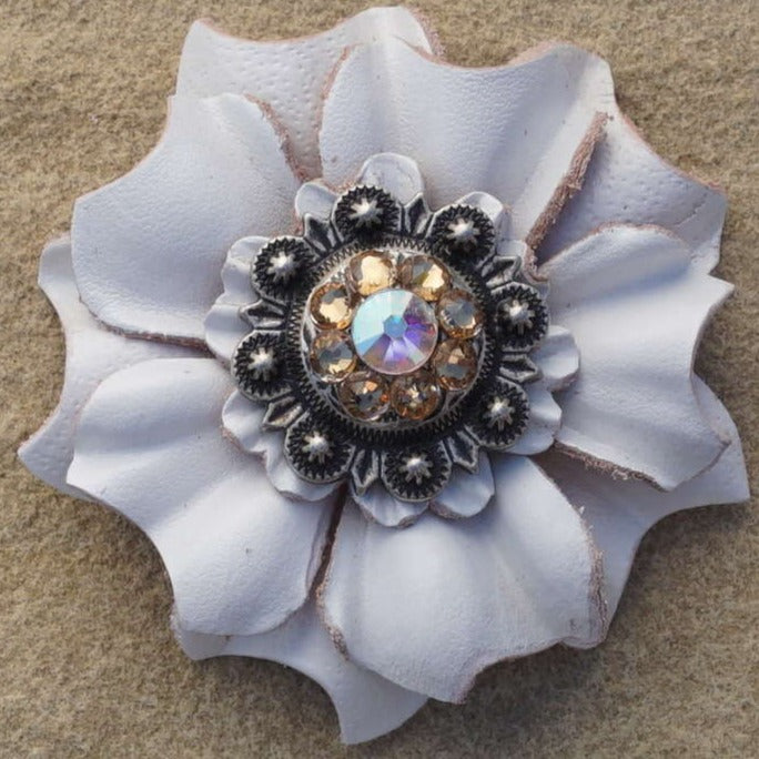 White Carnations Leather Flowers - 1