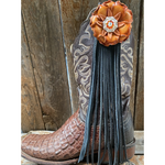 Boot Cuff Jewelry - Orange Leather Flower - Concho - Fringe