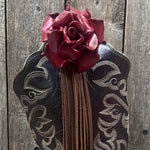 Boot Cuff Jewelry - Leather Red Rose - Fringe