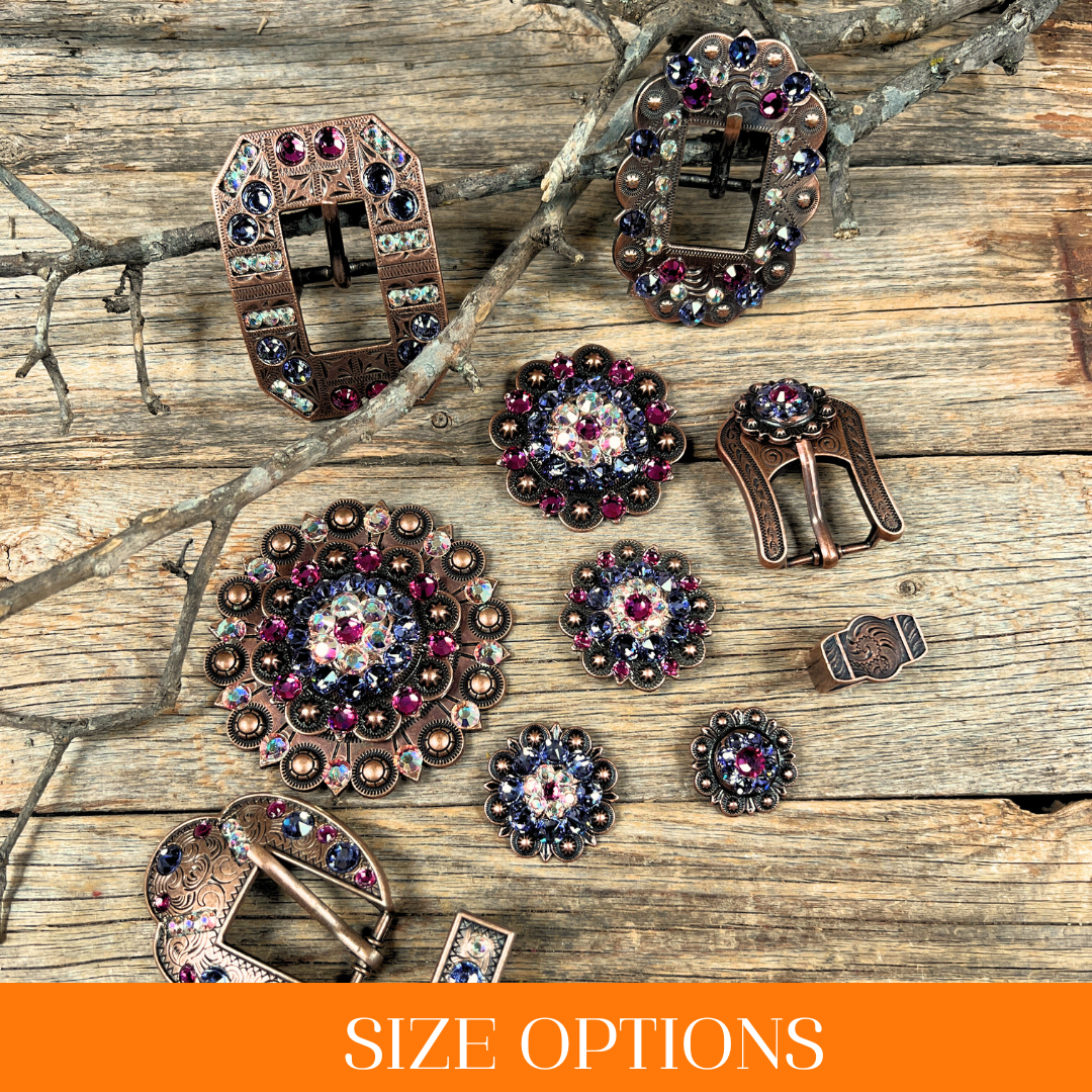Copper Fuchsia - AB - Lilac Crystal Conchos Sizes from 1