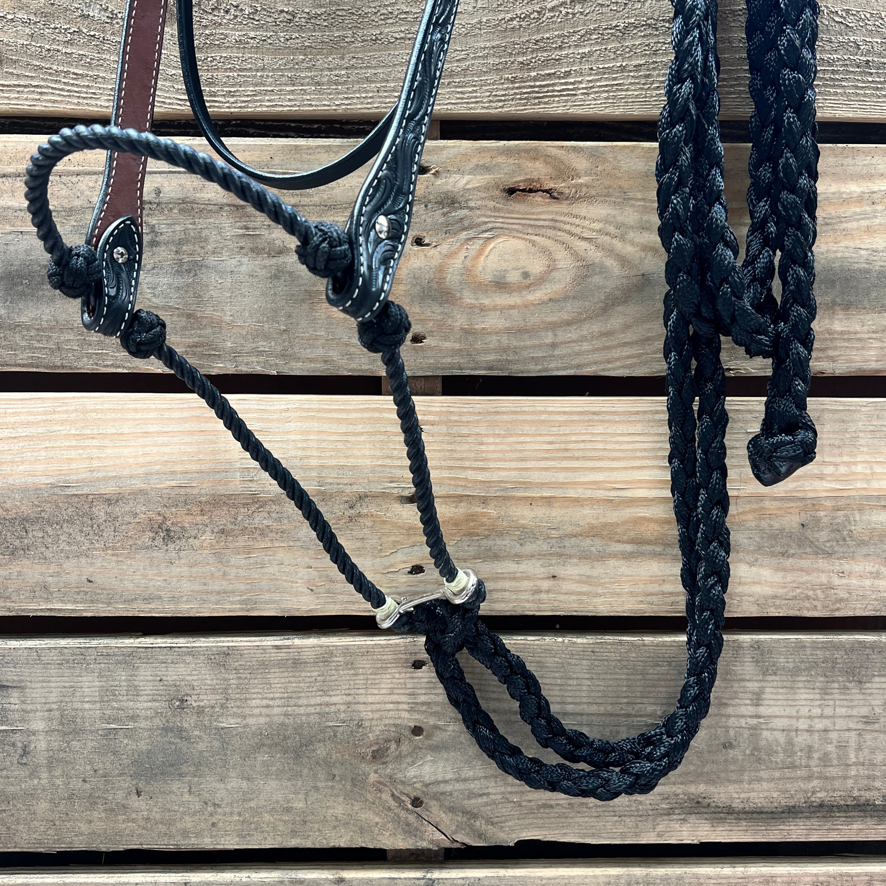 Black Floral V-Brow Black Loping Hackamore #LHK027