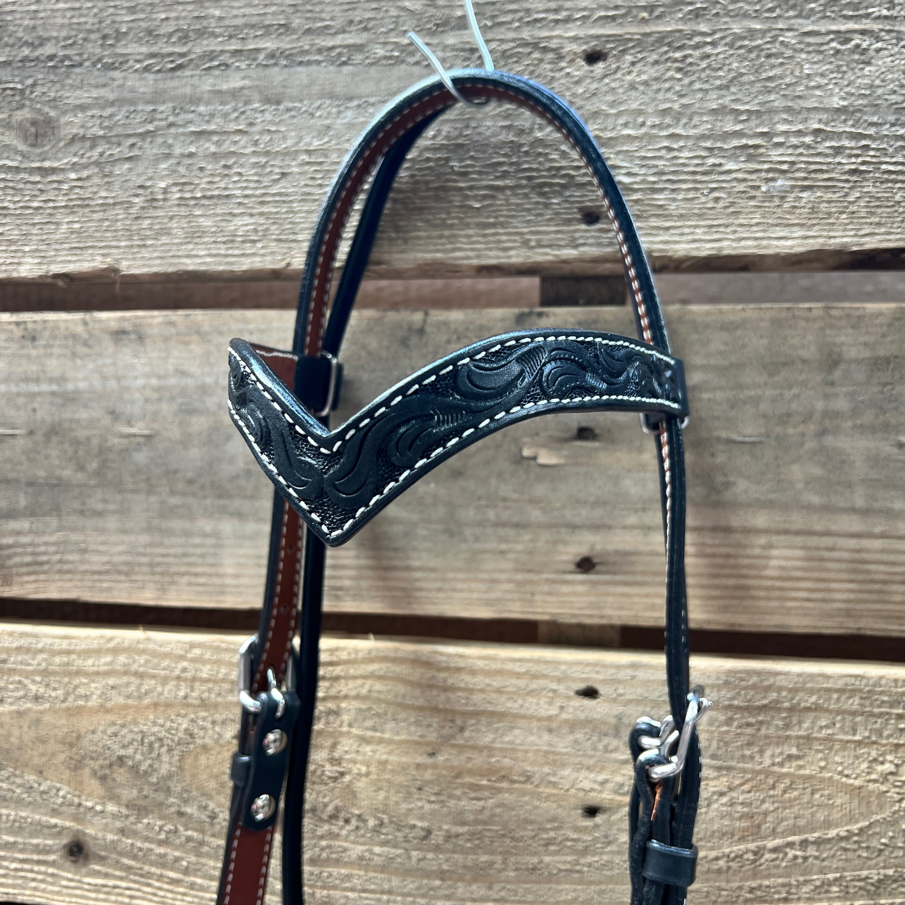 Black Floral V-Brow Black Loping Hackamore #LHK027