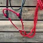 Black Floral V-Brow Red Loping Hackamore #LHK026