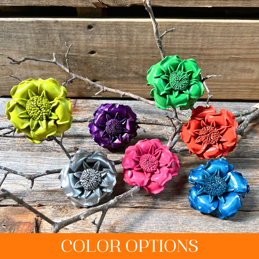 Hand Painted Leather Flowers - Gardenias