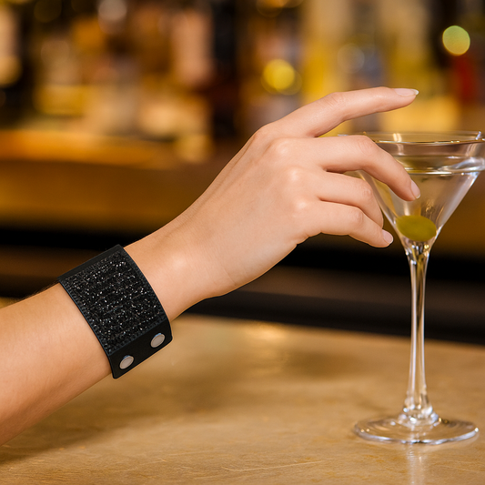 Black Glitter western rustic NFR style bracelet - Rodeo Drive Conchos 