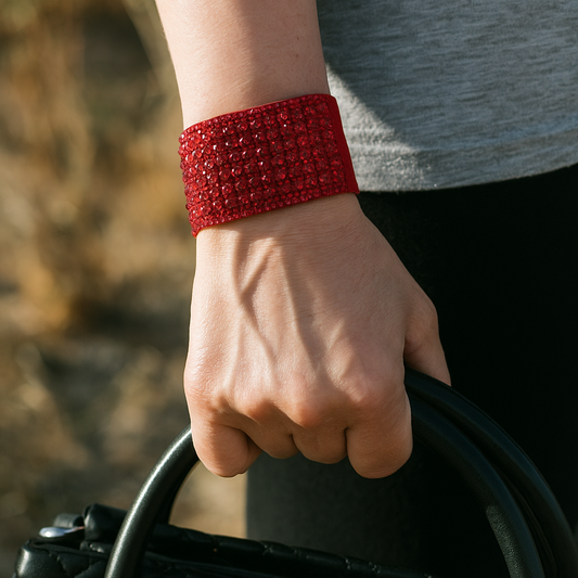 Red Glitter Rustic NFR Style bracelet - Rodeo Drive Conchos 