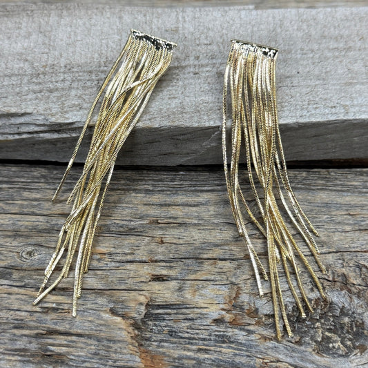 Gold Bar and Fringe Fashion Earrings Rodeo Drive Conchos