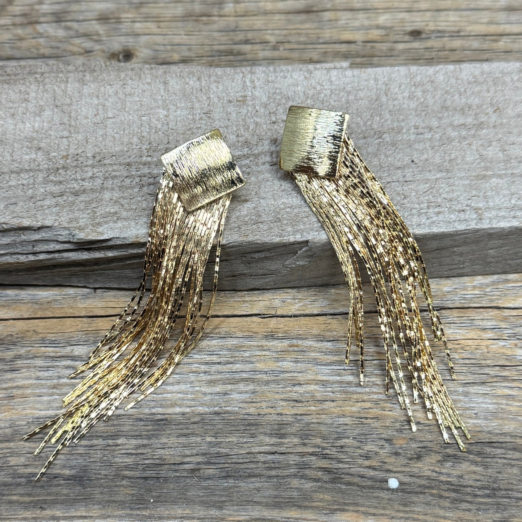 Gold Brushed Diamond NRF Fashion Earrings- Rodeo Drive Conchos 