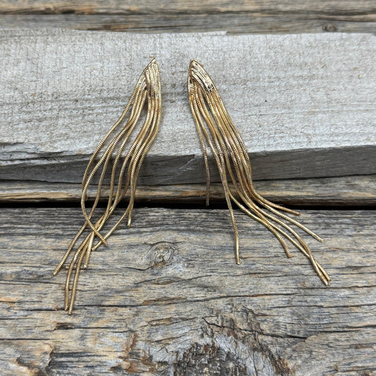 Gold Dangle Western Fashion Earrings -Rodeo Drive Conchos