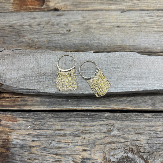 Gold Fringe Hoop NFR Fashion Earrings Rodeo Drive Conchos