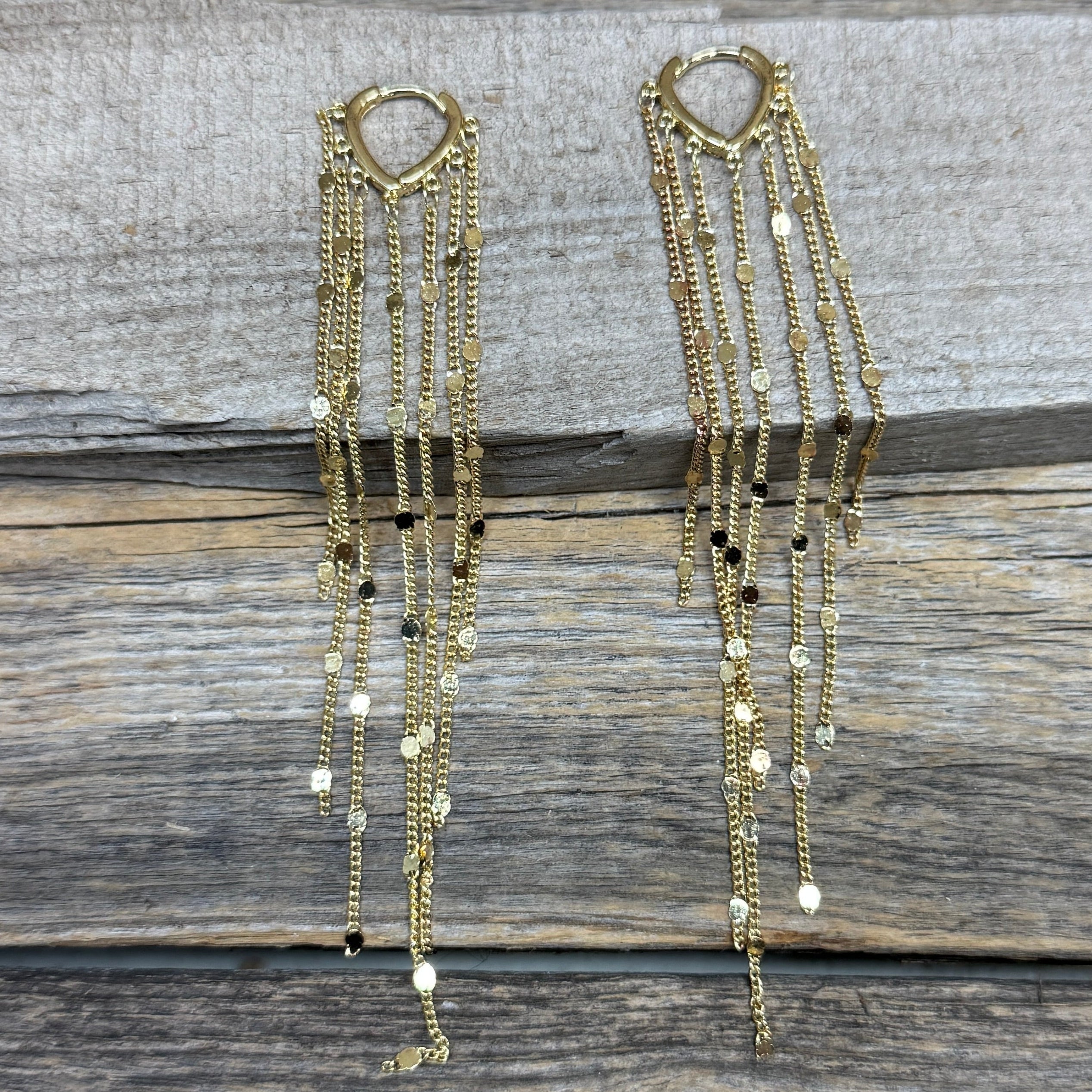 Gold Fringe and Dot Dangle Fashion Earrings- Rodeo Drive Conchos 