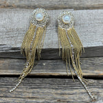 Gold Pearl Rodeo Style Dangle Fashion Earrings Rodeo Drive Conchos 