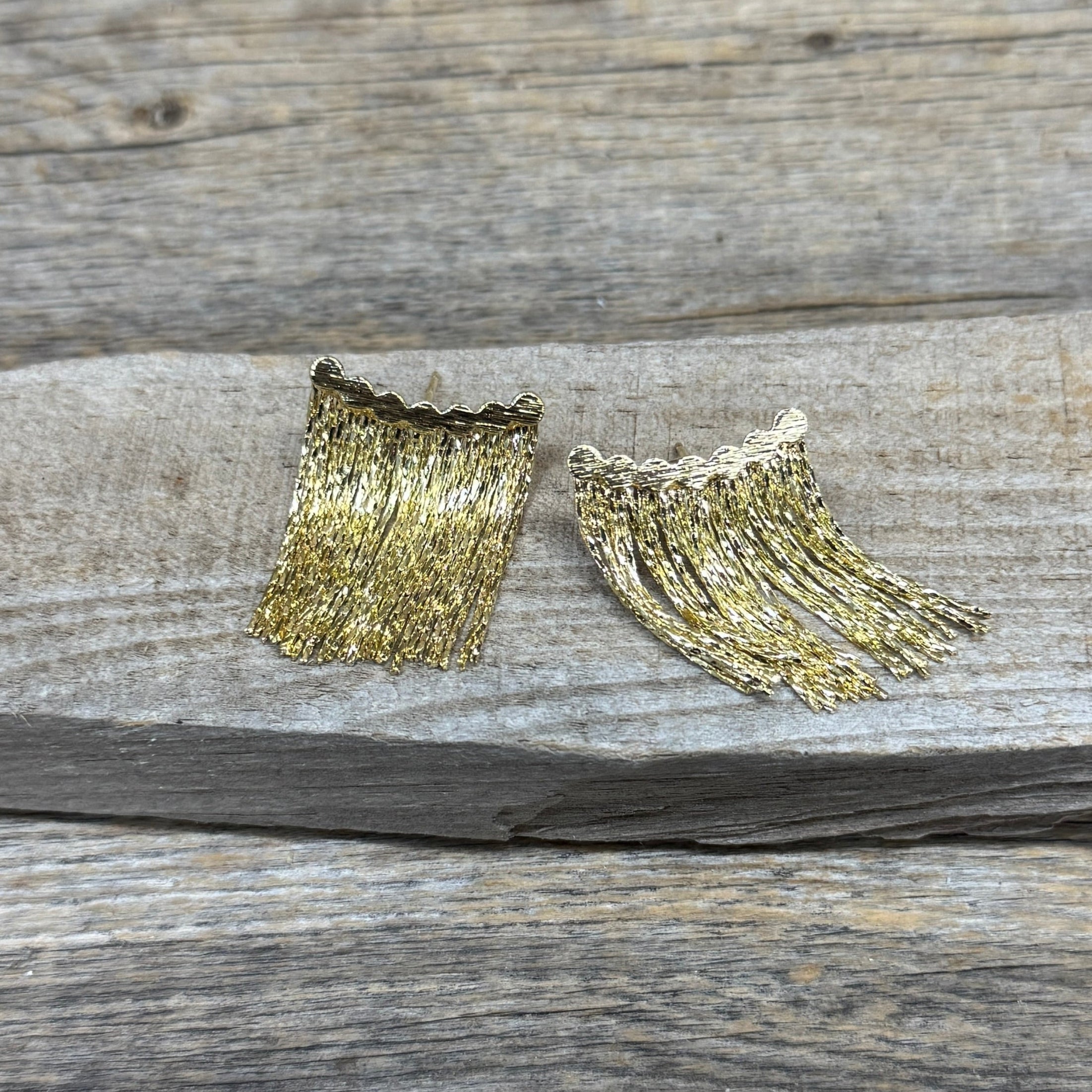 Cowgirl Gold Rustic Dangle Earrings - Rodeo Drive Conchos