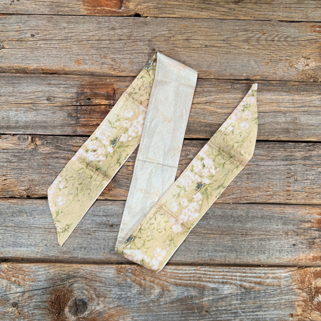 Green and Cream Floral Western_Wild_Rag_Scarf_for_Cowgirls_Rodeo_Drive_Conchos