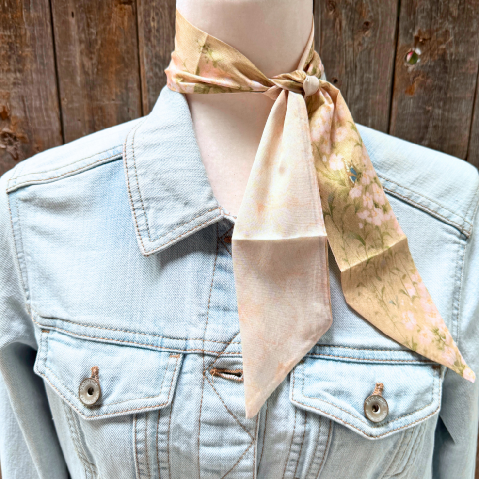 Green and Cream Floral xxxx Wild_Rag_Scarf_for_NFR_Cowgirls_Rodeo_Drive_Conchos