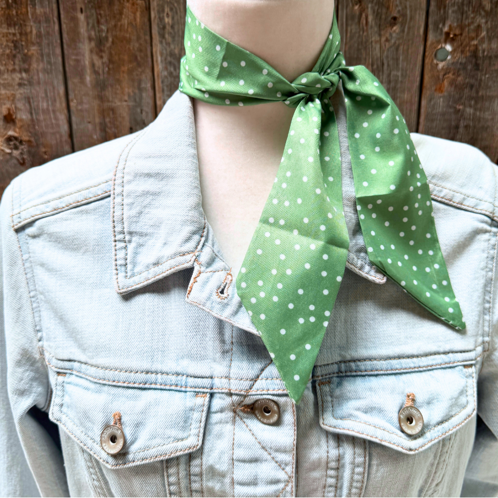 Green and white polka dots Wild_Rag_Scarf_for_NFR_Cowgirls_Rodeo_Drive_Conchos