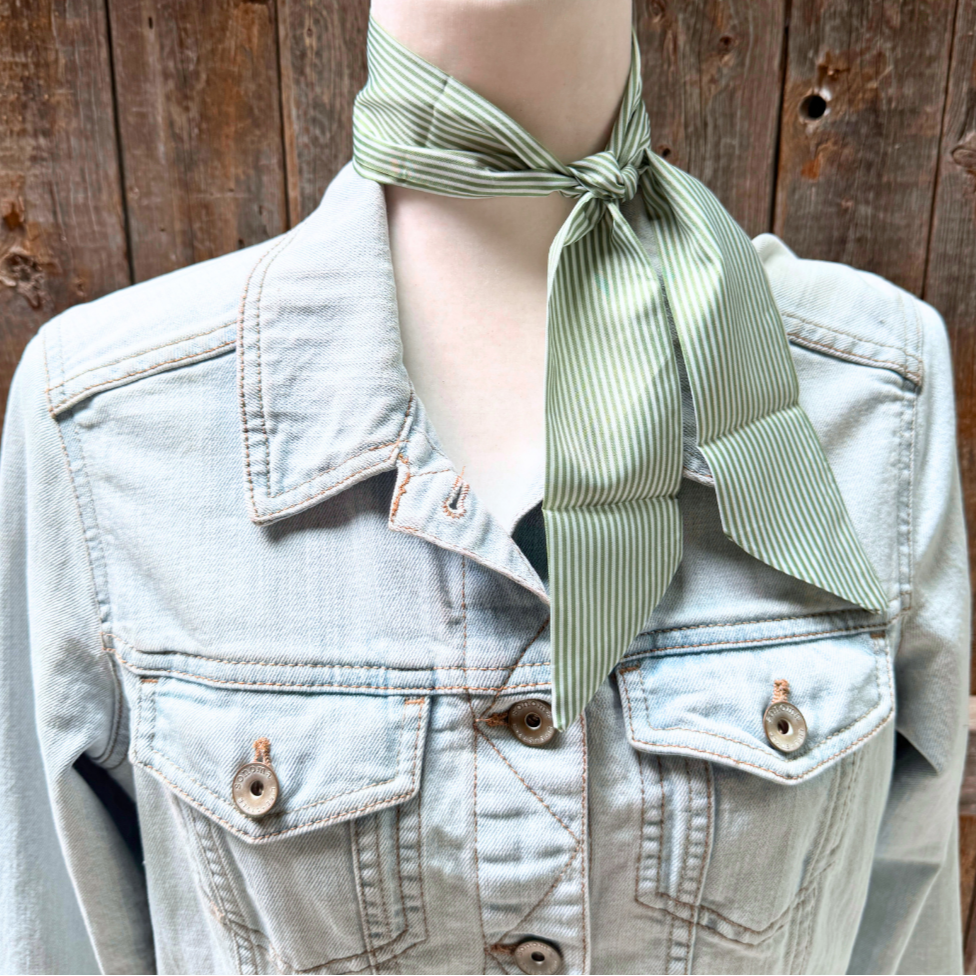Green and white stripes Wild_Rag_Scarf_for_NFR_Cowgirls_Rodeo_Drive_Conchos