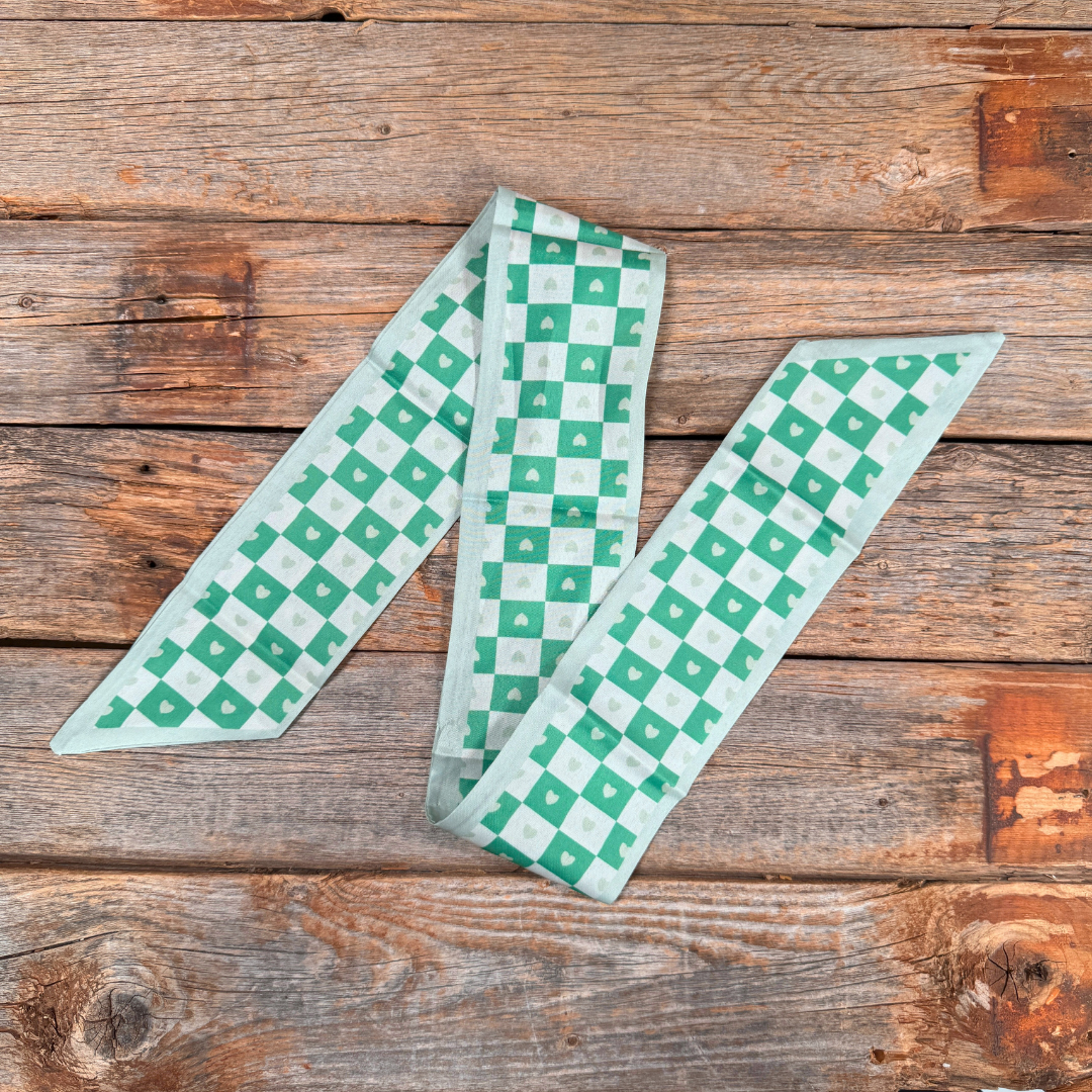 Green checkered Western_Wild_Rag_Scarf_for_Cowgirls_Rodeo_Drive_Conchos