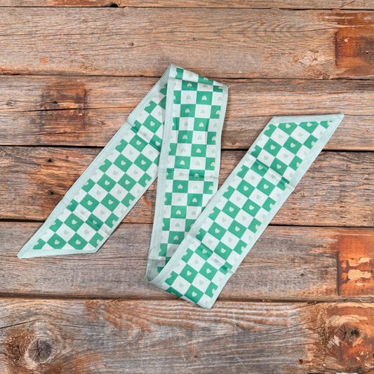 Green checkered Western_Wild_Rag_Scarf_for_Cowgirls_Rodeo_Drive_Conchos