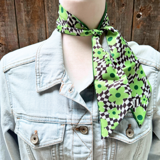 Green flowers Wild_Rag_Scarf_for_NFR_Cowgirls_Rodeo_Drive_Conchos
