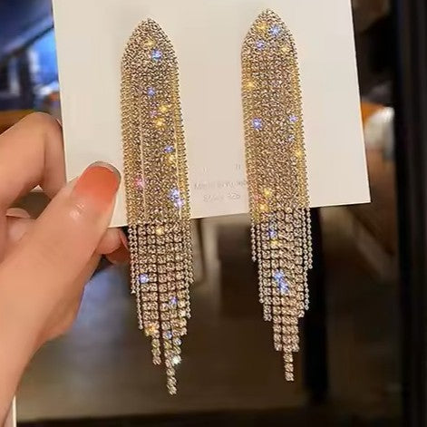 Gold Western Rhinestone Dangle Fashion Earrings