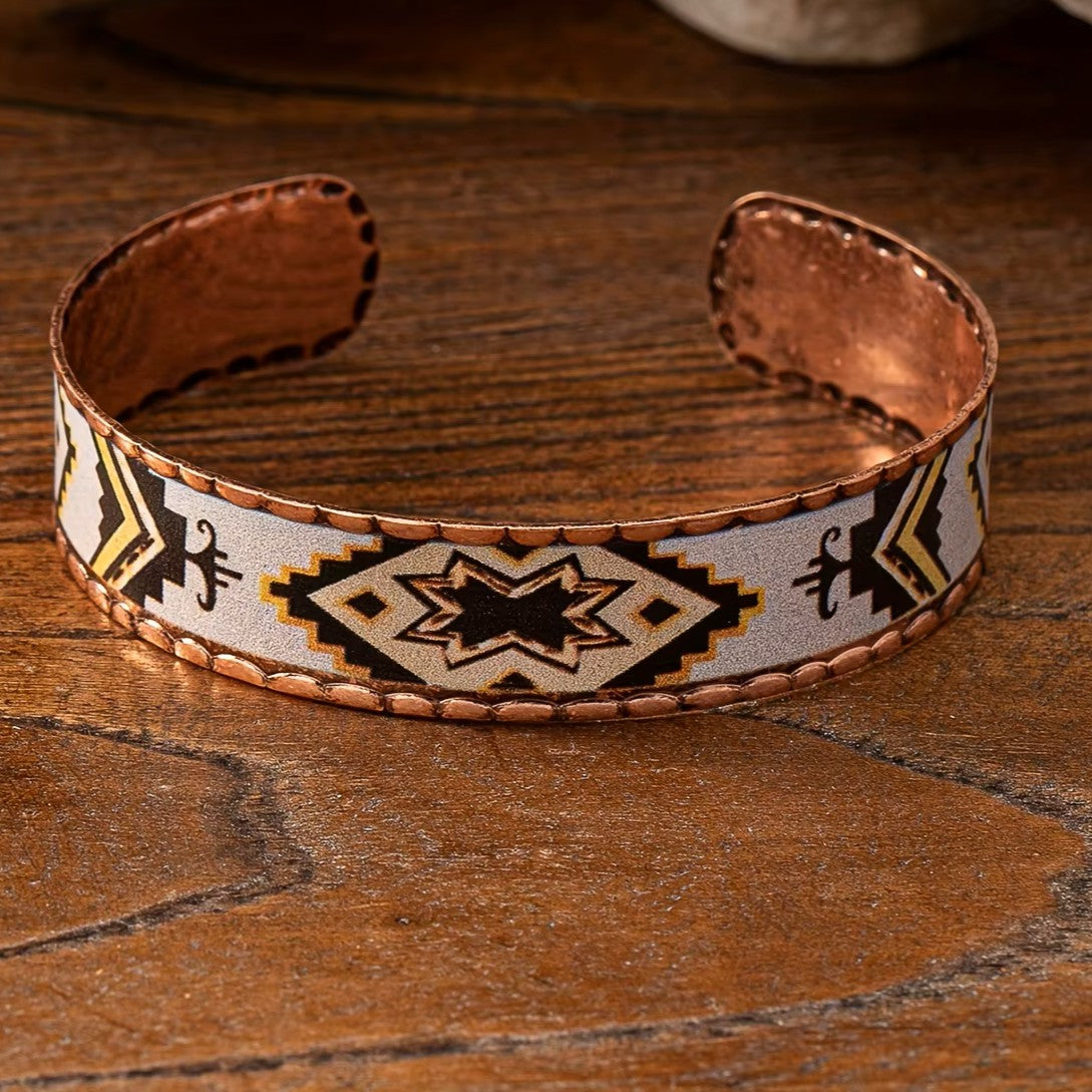 Aztec Western Copper Rustic Fashion Cuff Bracelet