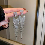Western Silver Rhinestone Dangle Fashion Earrings