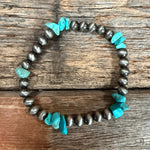 Fashion Navajo Pearl and Turquoise Stretch Bracelet