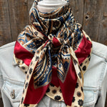 35X35" Navy and Cream Giant Paisley Wild Rag / Scarf WR1026