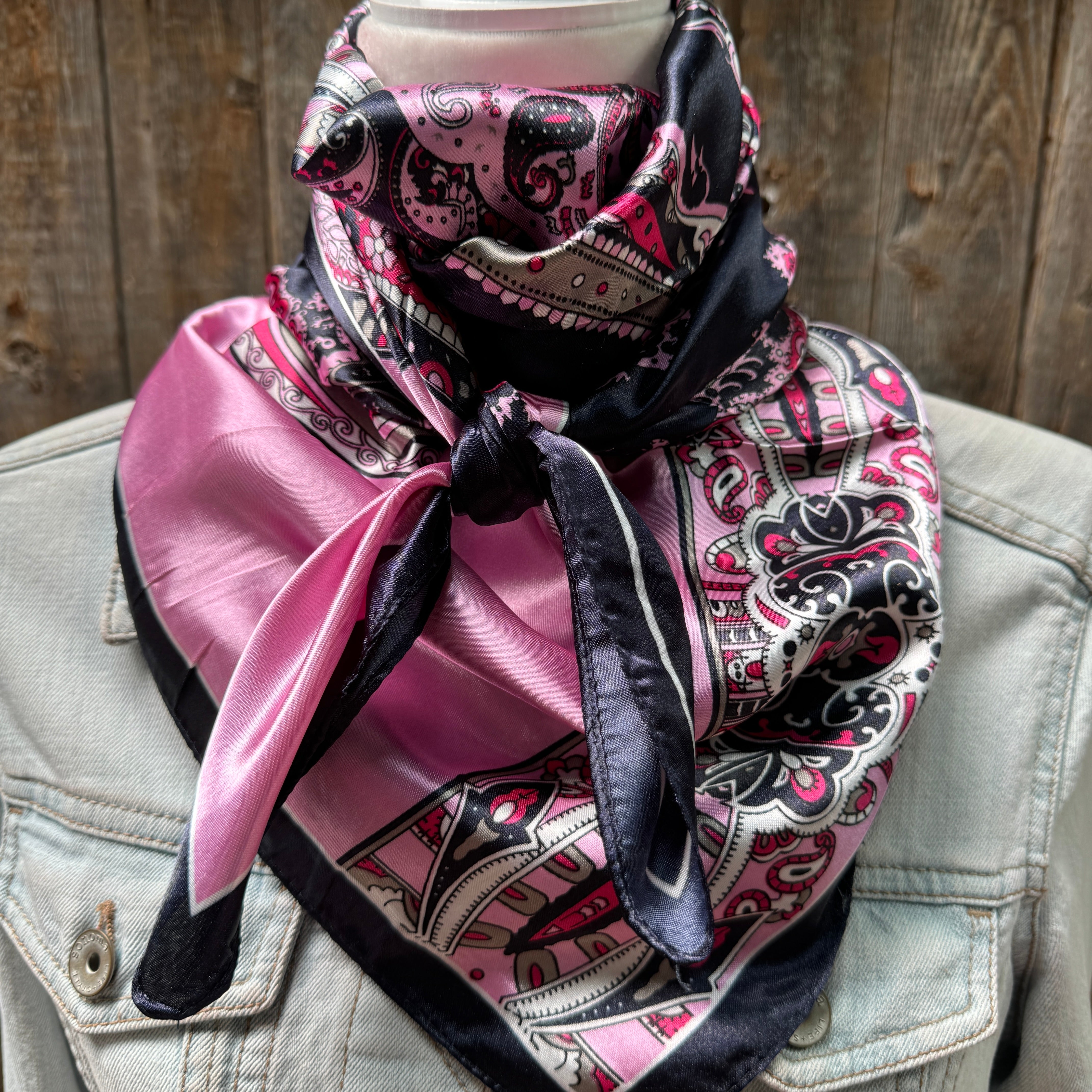 35X35" Pink and Black Wild Rag / Scarf WR1017