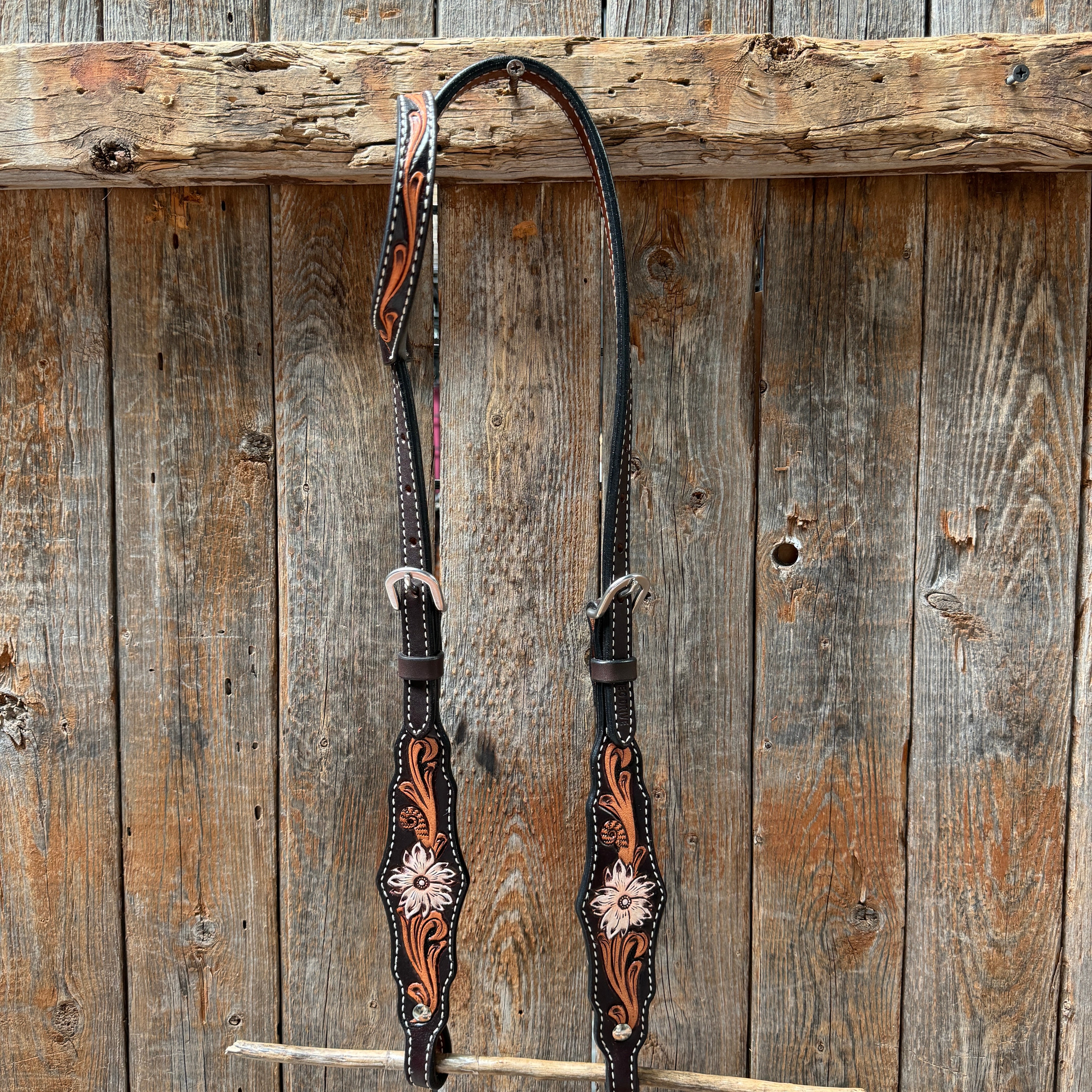 Triple Tone Floral One Ear Headstall / Bridle #24377