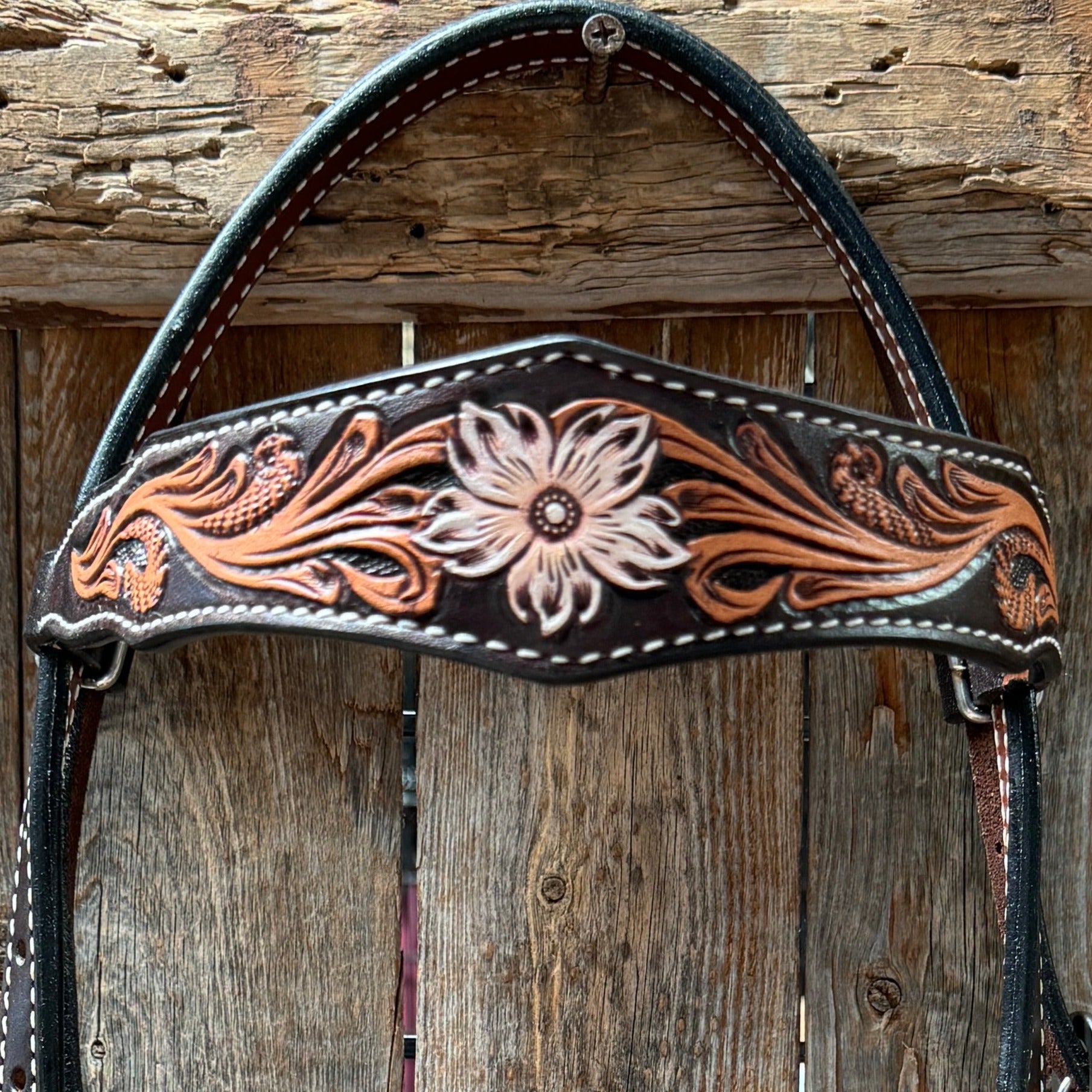 Triple Tone Floral Browband Headstall / Bridle #24376