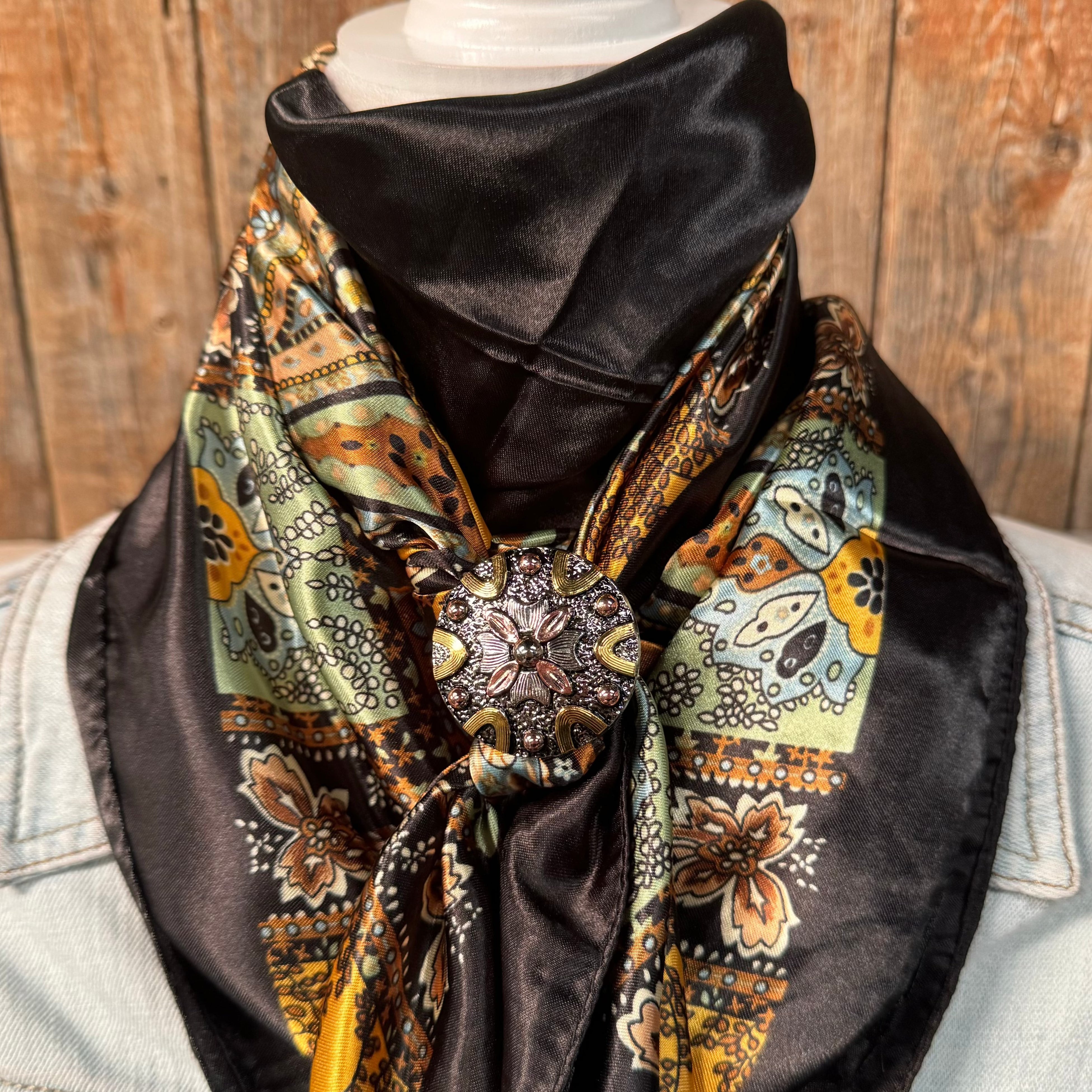 35X35" Golden Rod Paisley Wild Rag / Scarf -W147L Slide WRC3B