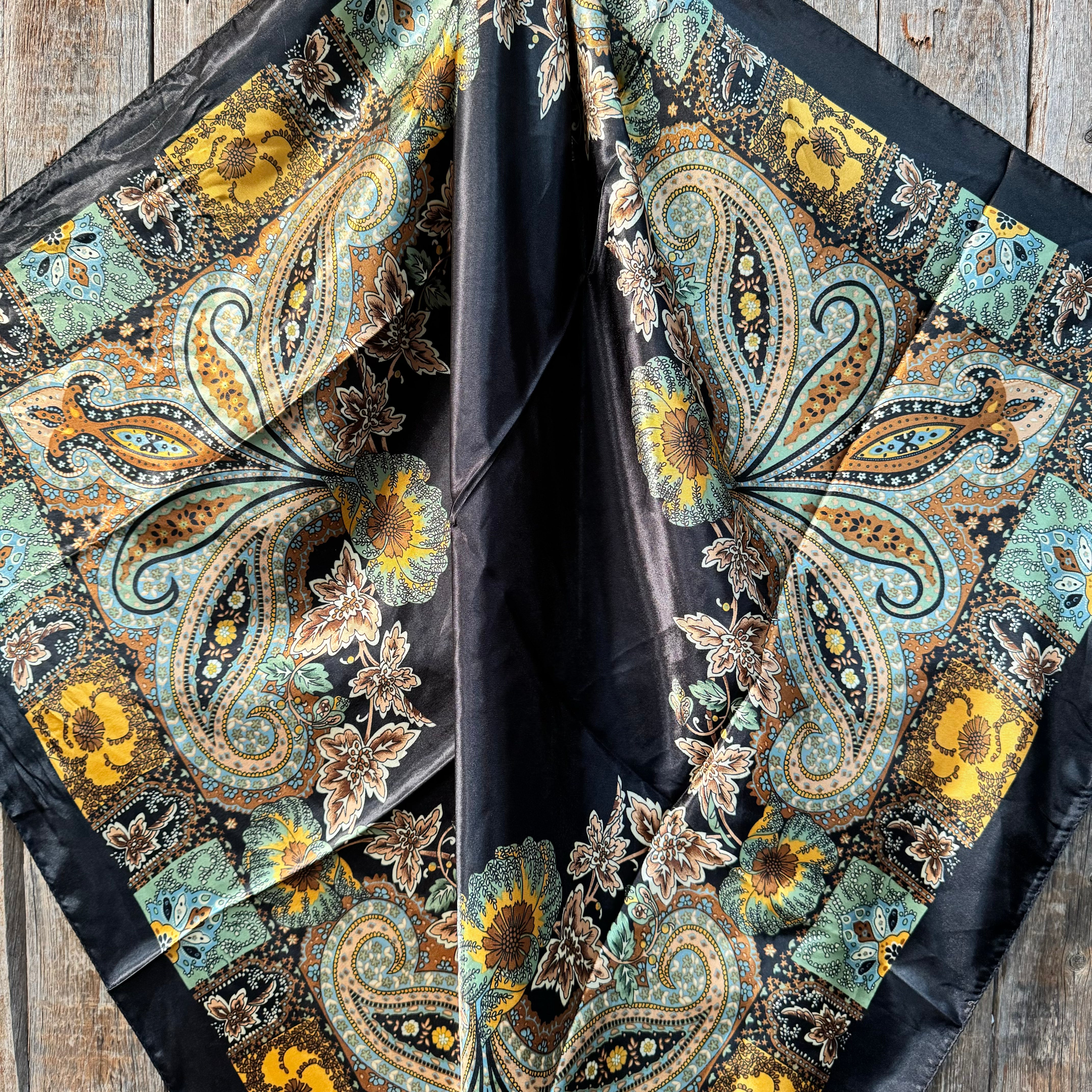 35X35" Golden Rod Paisley Wild Rag / Scarf -W147L Slide WRC3B