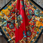 35X35" Black and Red Floral Paisley Wild Rag / Scarf WR1025