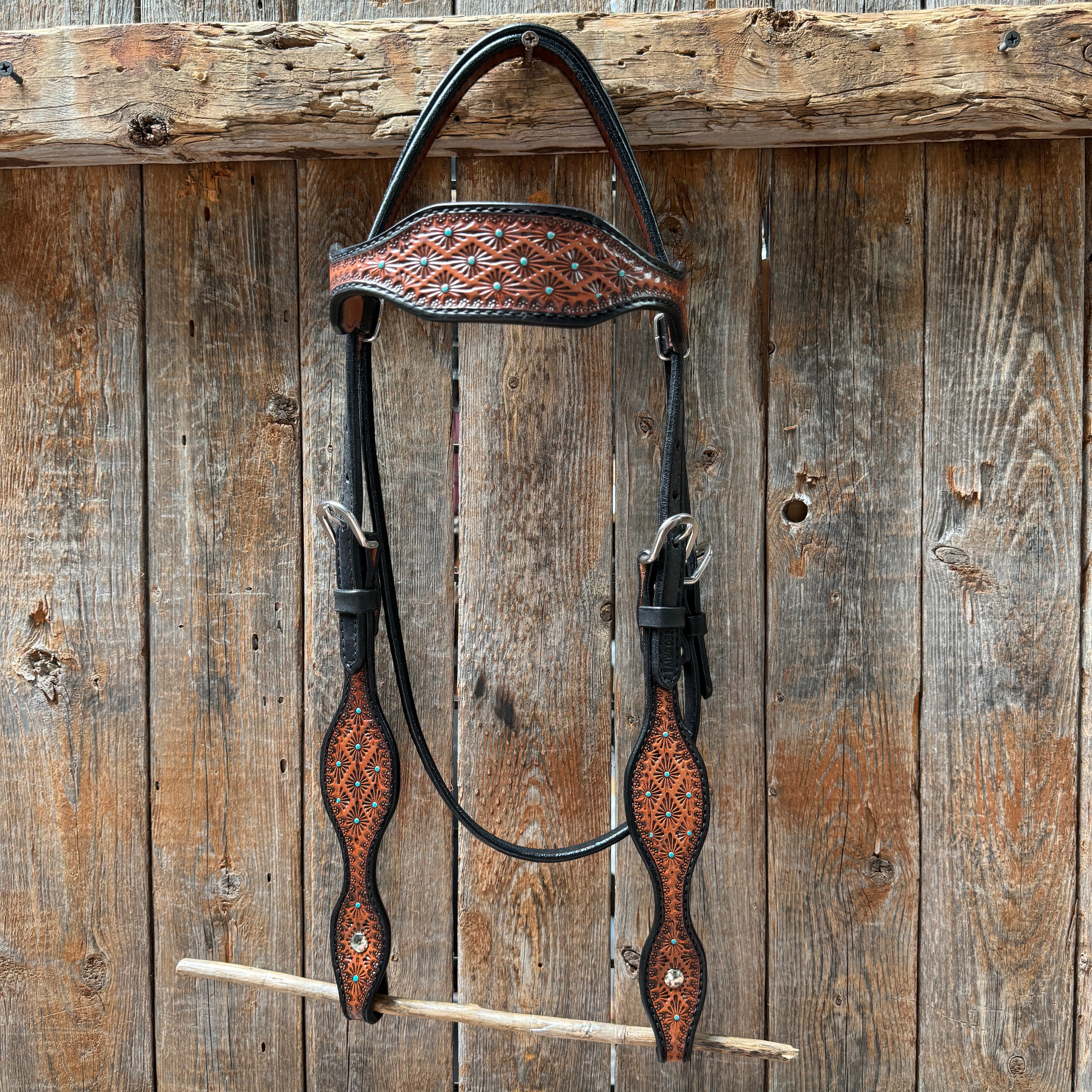 Teal Diamond Browband / One Ear Headstall and Breastcollar Tack Set