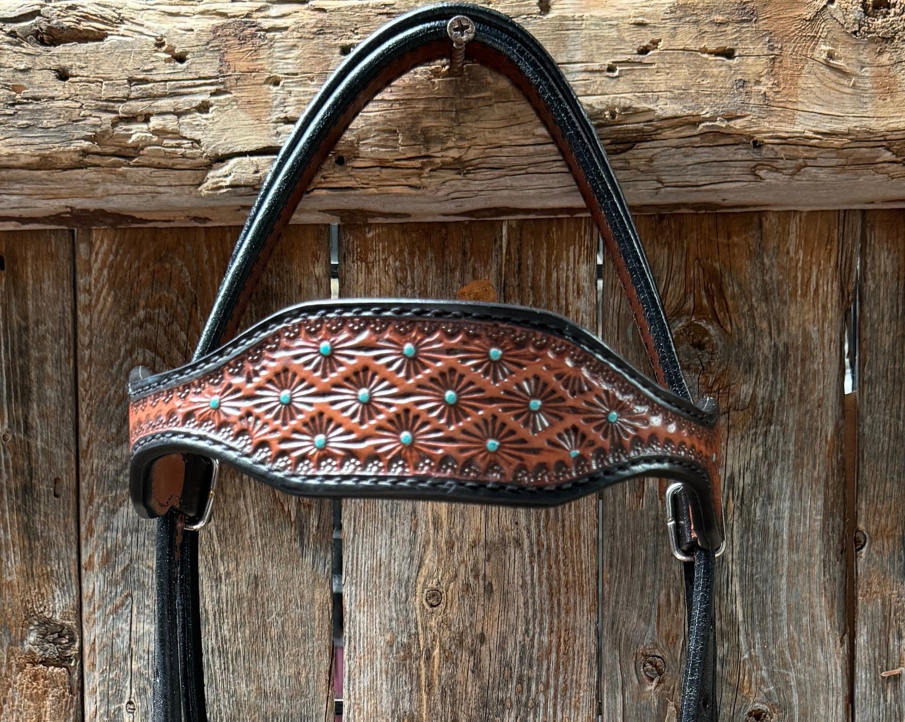 Teal Diamond Scalloped Browband Headstall / Bridle #24374