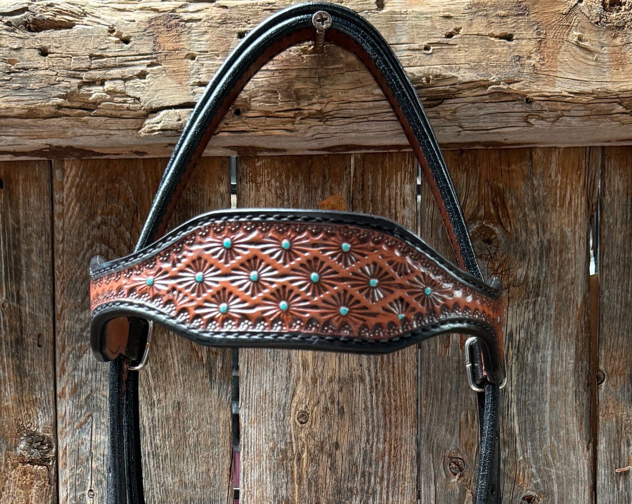 Teal Diamond Scalloped Browband Headstall / Bridle #24374