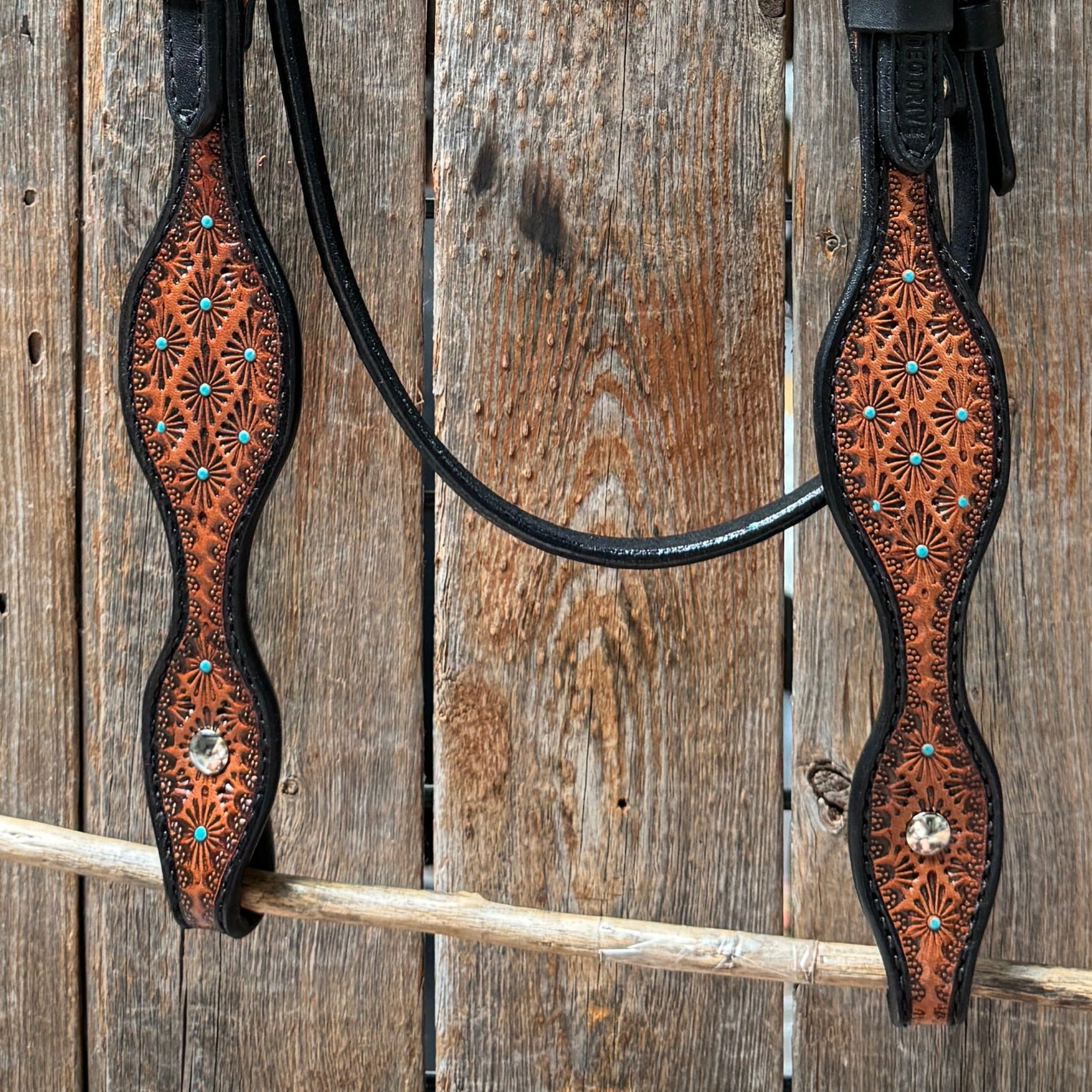 Teal Diamond Scalloped Browband Headstall / Bridle #24374