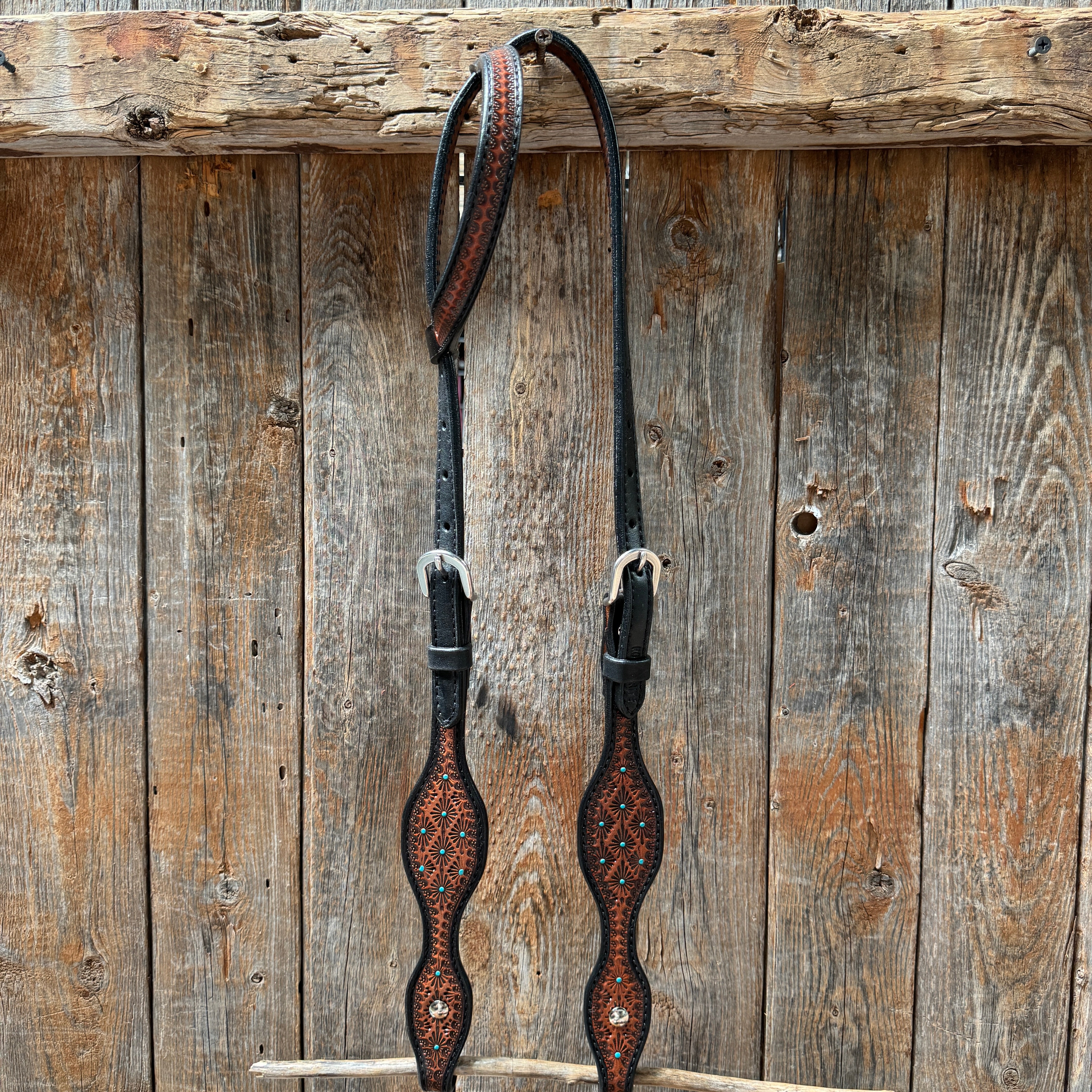 Teal Diamond Browband / One Ear Headstall and Breastcollar Tack Set