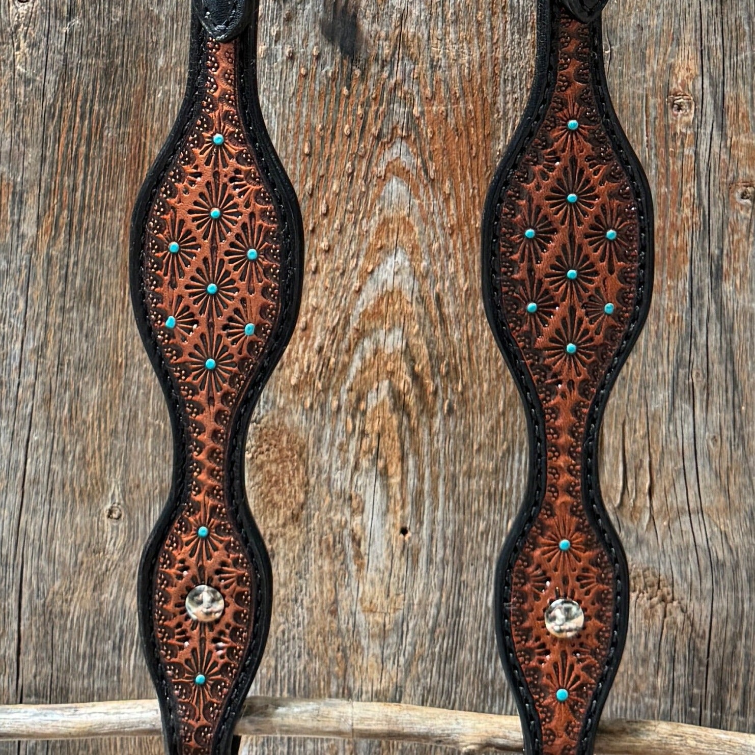 Teal Diamond Scalloped One Ear Headstall / Bridle #24375