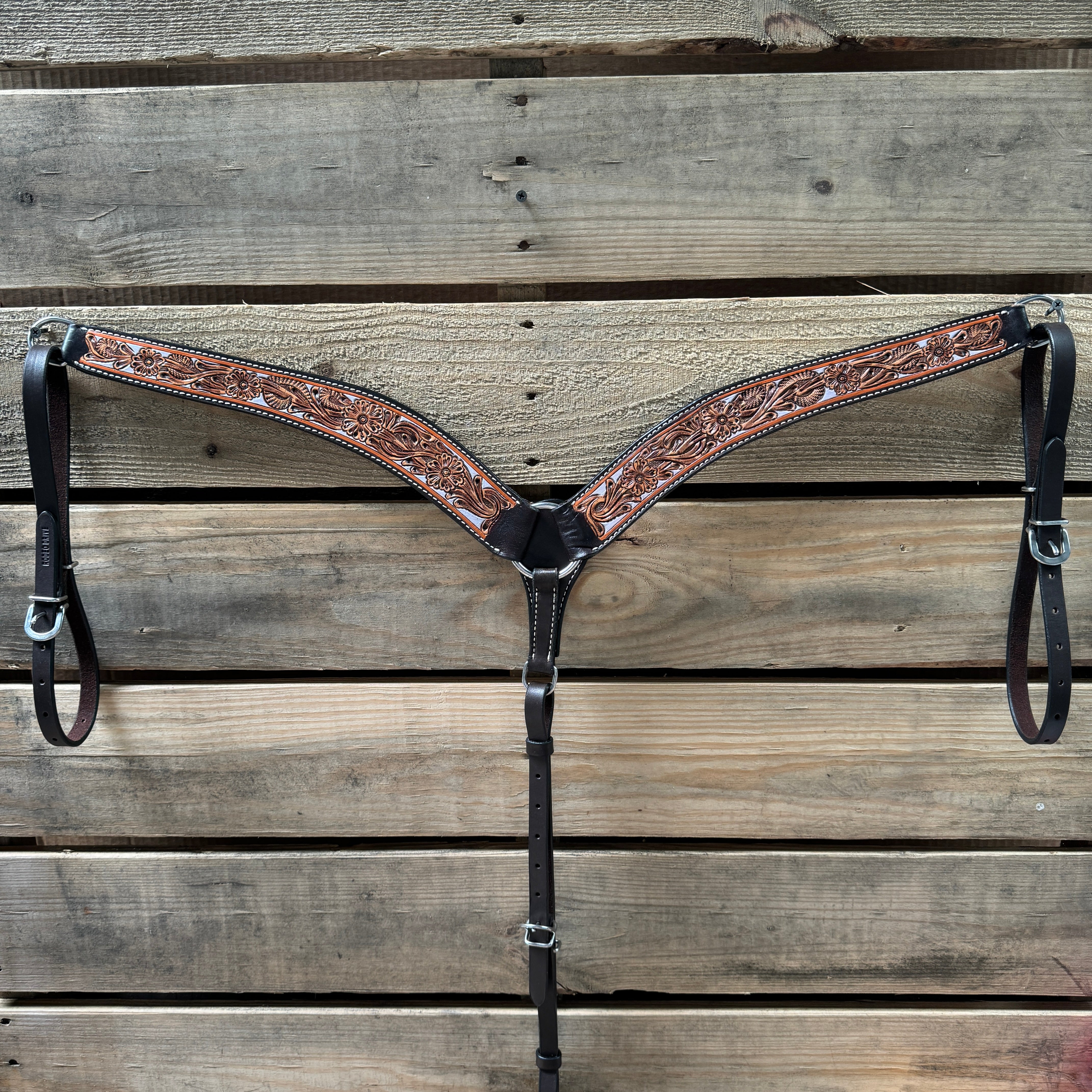 Hand Painted Floral Browband / One Ear Breastcollar Tack Set