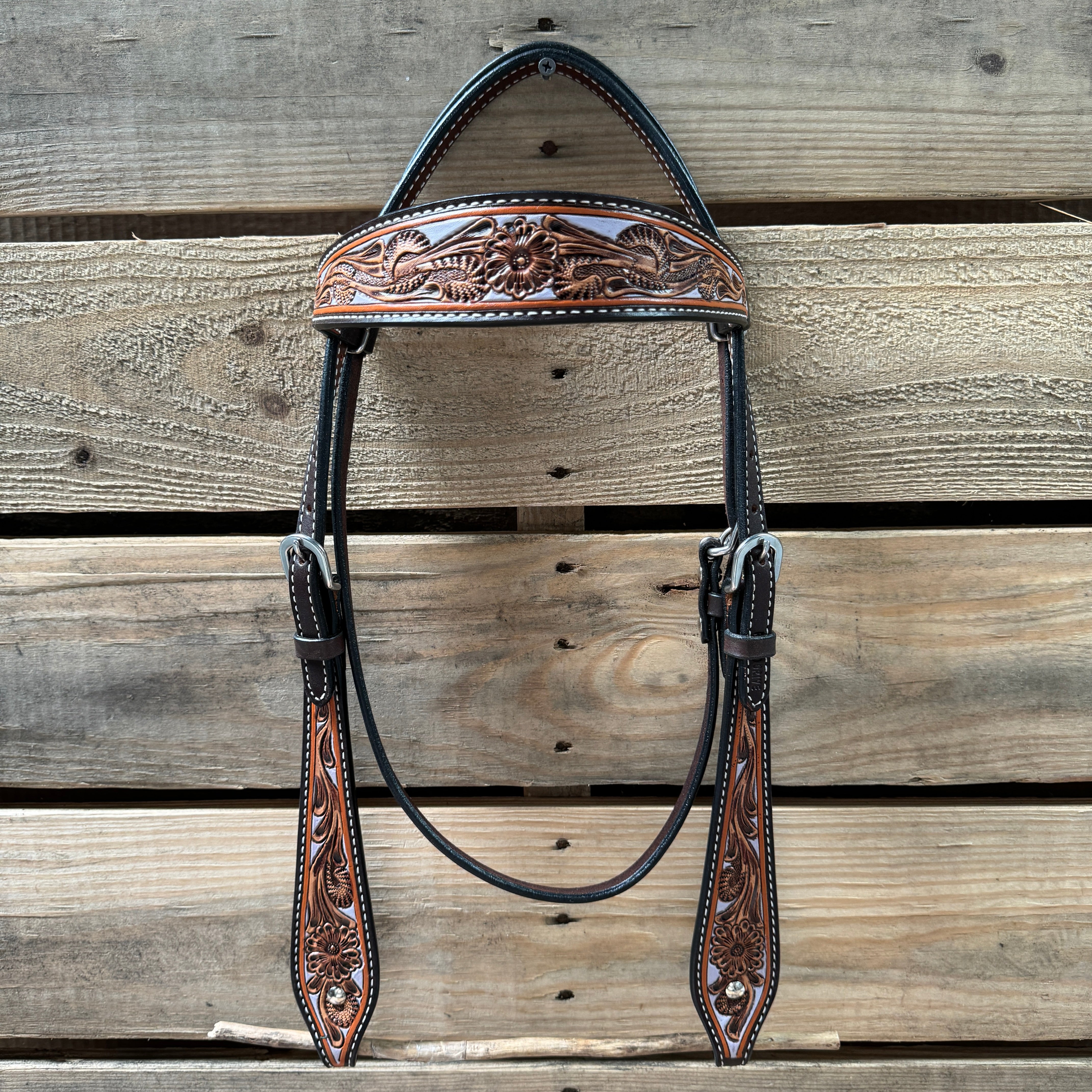 Hand Painted Floral Browband / One Ear Breastcollar Tack Set