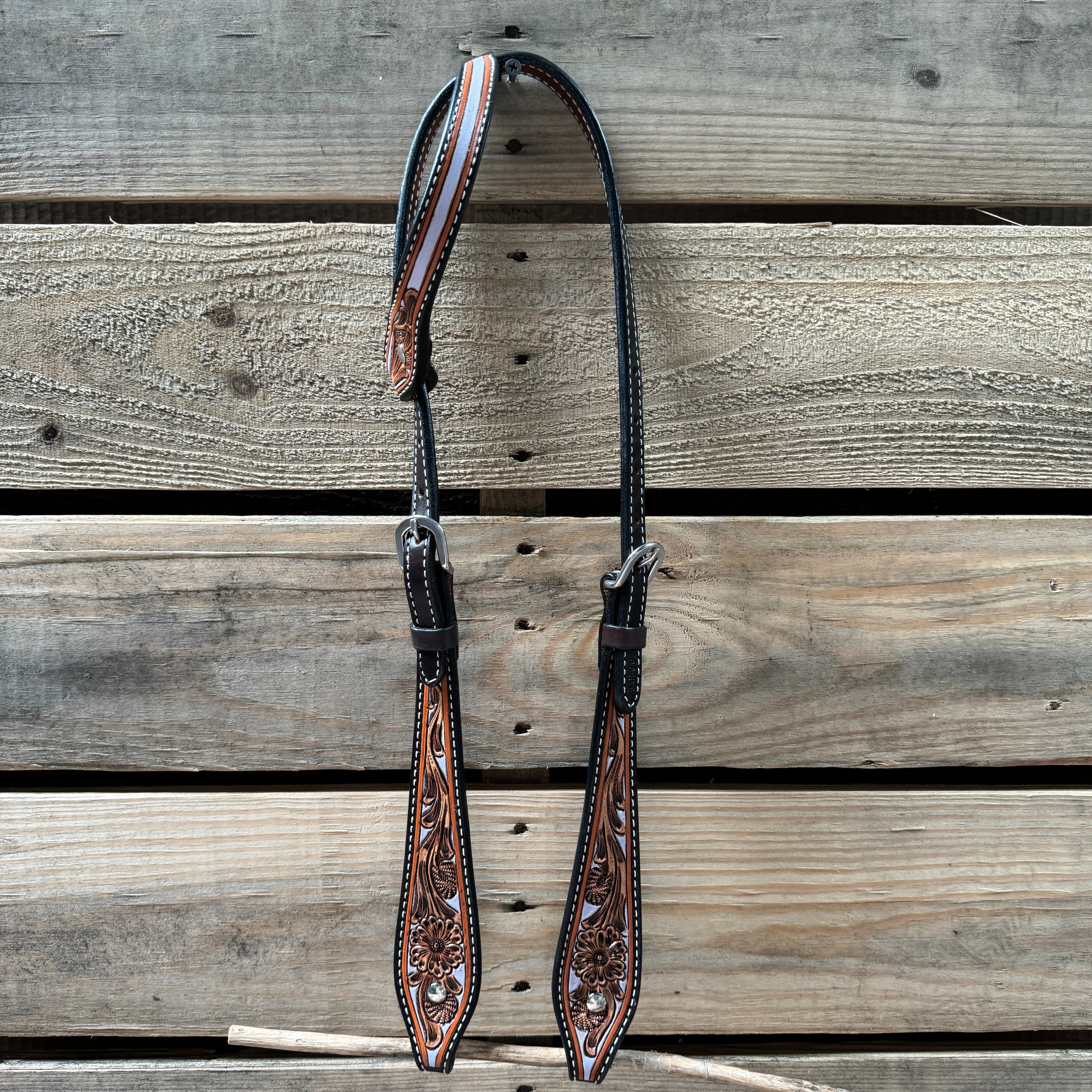 Hand Painted Floral Browband / One Ear Breastcollar Tack Set